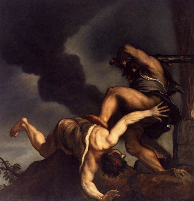 Titian (1542-44). 카인과 아벨. 형제 간의 갈등은 인류의 자연적 본성이다. 산타마리아 델라 살루트 소장. - 위키미디어 제공